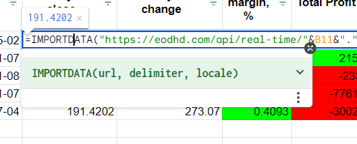 IMPORTDATA for Financial data extraction