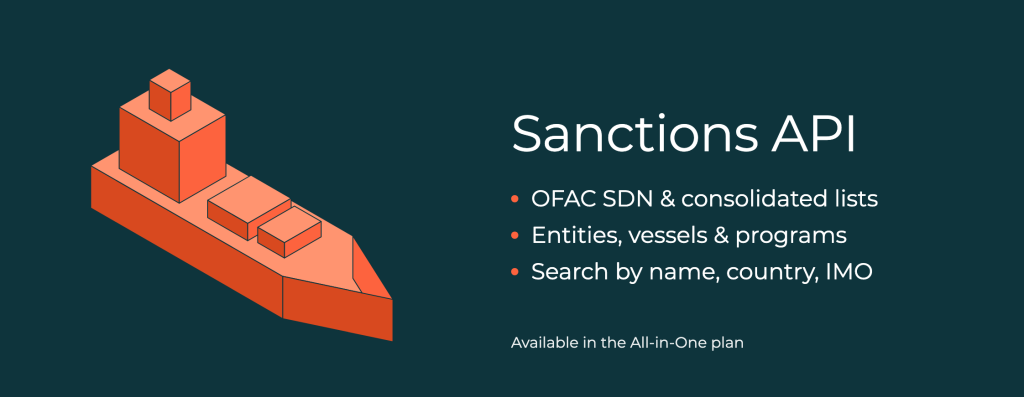 New: Sanctions API – OFAC screening data for entities, vessels & programs