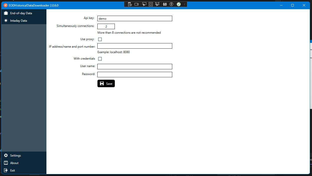 EOD Downloader Settings